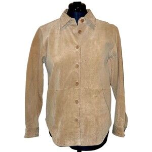 VTG Chadwicks Suede Tan Leather Womens Shacket Jacket Sz M Reg *Interior…